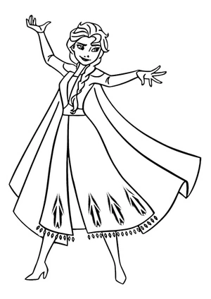 Página para Colorir Elsa, a Rainha do filme Frozen 2