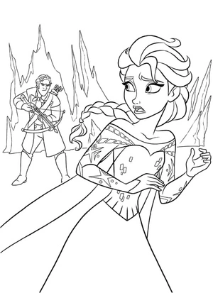 Página para Colorir Elsa Assustada