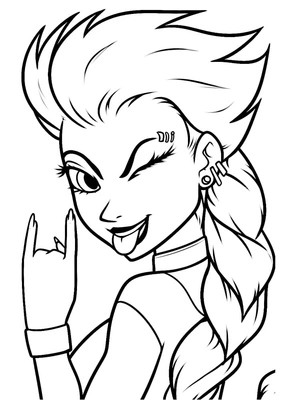 Página para Colorir Elsa Rockstar