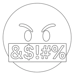 Página para Colorir Emoji com Símbolos na Boca