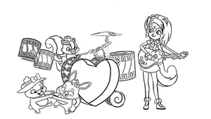Página para Colorir Apresentação Musical na Floresta Encantada