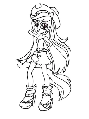 Página para Colorir Applejack é fisicamente bem desenvolvida.