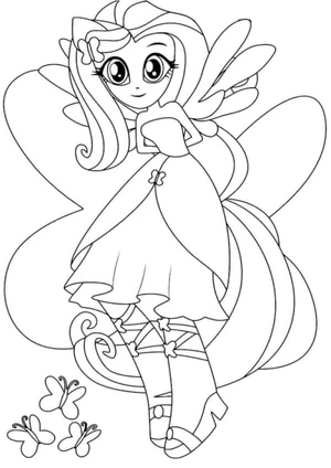 Página para Colorir Fluttershy, a Garota Mágica que Adora Borboletas Dançantes