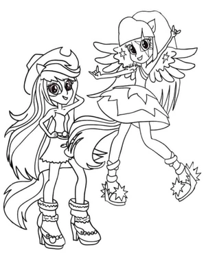 Página para Colorir Garotas de um Desenho Animado de Conto de Fadas