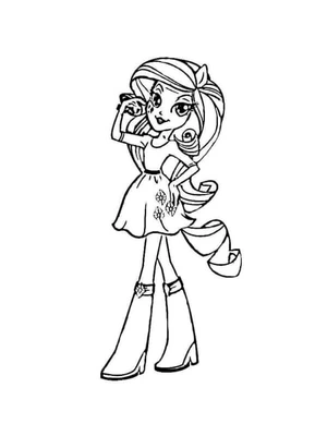 Página para Colorir O Cabelo Farto da Pinkie Pie Segura Pequenos Objetos