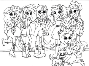 Página para Colorir Rainbow Dash, Fluttershy, Rarity, Pinkie Pie, Applejack e Twilight Sparkle
