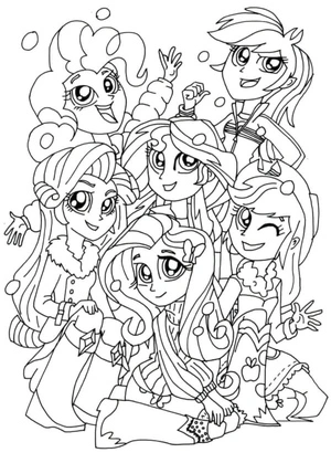 Página para Colorir Os personagens principais do desenho My Little Pony