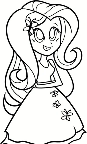 Página para Colorir A Garota Mais Bondosa com um Laço no Cabelo