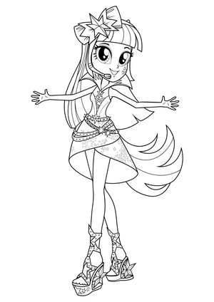Página para Colorir A Princesa da Amizade Brilha Entre as Estrelas