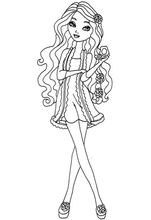 Página para Colorir Briar Beauty, personagem de Ever After High, reimaginada como página para colorir