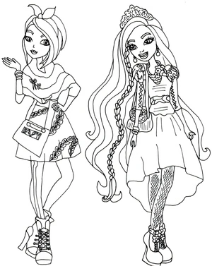 Página para Colorir Holly e Poppy do mundo de Ever After High