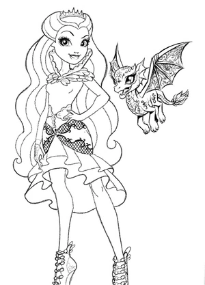 Página para Colorir Rainha Corvo com Dragão