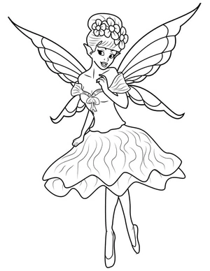 Página para Colorir Fada Disney com Flor