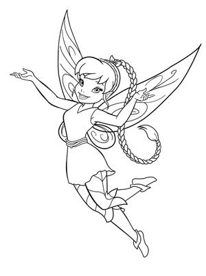 Página para Colorir Desenho Animado de Fada Voando