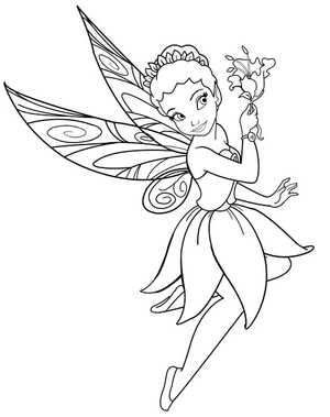 Página para Colorir Fada da Disney com uma Flor