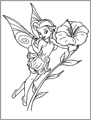 Página para Colorir Fada Rosetta com uma Flor