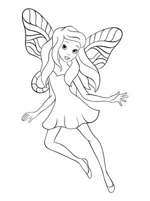 Página para Colorir Fada Feliz Voando