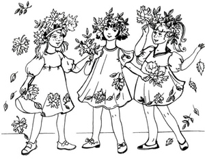 Meninas Brincando nas Folhas de Outono