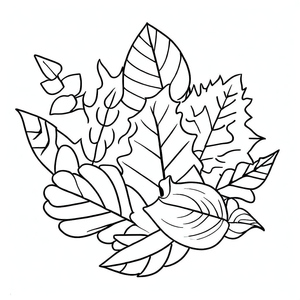 Página para Colorir de Folhagem de Outono para Imprimir