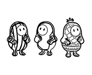 Página para Colorir Três Personagens de Fall Guys