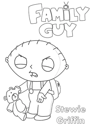 Página para Colorir Stewie Griffin Furioso