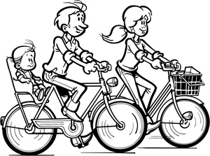 Página para Colorir Ciclismo em Família
