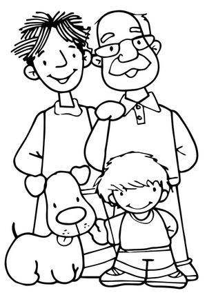 Página para Colorir Família com seu filhote