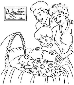 Página para Colorir Pais e Bebê