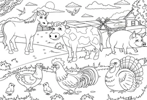 Página para Colorir Página para Colorir de Animais da Fazenda para Crianças - Para Imprimir