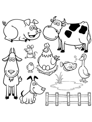 Página para Colorir de Animais da Fazenda Grátis para Imprimir