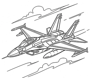 Página para Colorir Desenho de um Jato de Combate