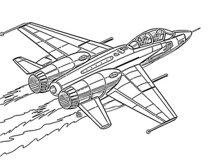 Página para Colorir Ilustração de um Jato de Combate