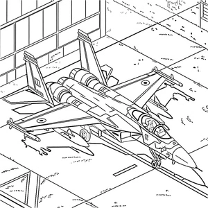 Página para Colorir Imagem de um Jato de Combate