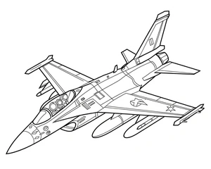 Página para Colorir Design de Jato de Combate para Imprimir