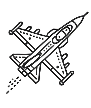 Página para Colorir Avião de Caça Simples