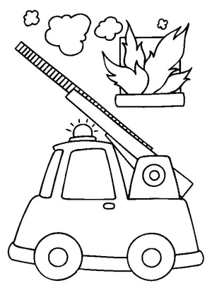 Página para Colorir Caminhão de Bombeiros de Resgate