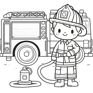 Página para Colorir Um Bombeiro Adorável