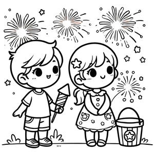 Crianças Adoráveis Curtindo um Show de Fogos de Artifício