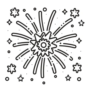 Página para Colorir Fogos de Artifício Básicos