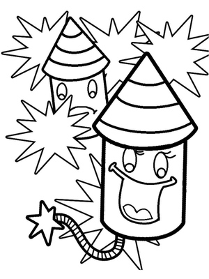 Desenho Animado de Fogos de Artifício