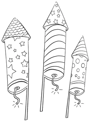 Página para Colorir Fogos de Artifício Grátis