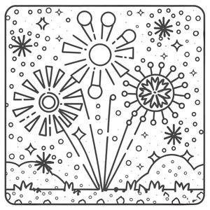 Página para Colorir Imagem de Fogos de Artifício