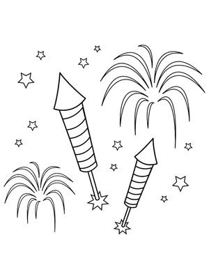 Página para Colorir de Fogos de Artifício para Imprimir grátis