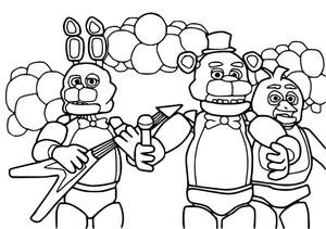 Página para Colorir Personagens animatrônicos da série Five Nights at Freddy's