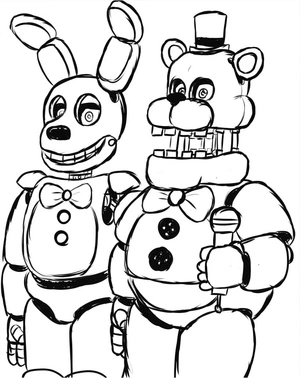 Página para Colorir Bonnie e Freddy de Five Nights at Freddy’s