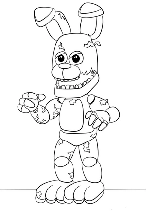 Página para Colorir Bonnie de Five Nights at Freddy’s quando está Desgastado