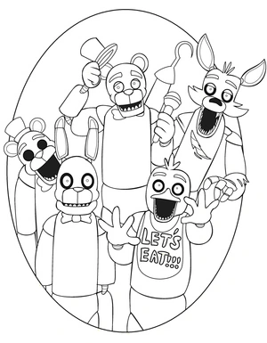 Página para Colorir Animatrônicos FNAF