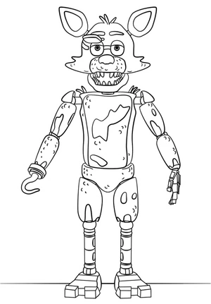 Página para Colorir Foxy do jogo Five Nights at Freddy’s