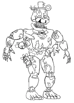 Página para Colorir Freddy de Five Nights at Freddy's, não se refira a ele como Foxy