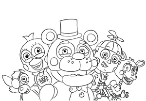 Página para Colorir As Cinco Noites do Freddy nos Animatrônicos